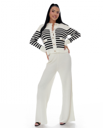 Essence of Spring - Compleu casual-elegant cu dungi si pantaloni drepti