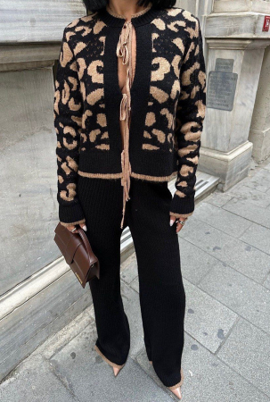 Signature Style - Compleu elegant casual cu pantaloni si cardigan