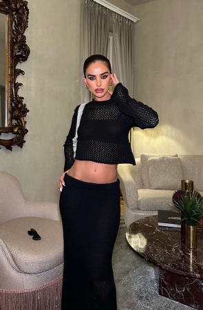 Costum cu fusta si bluza, cu aspect tricotat [1]