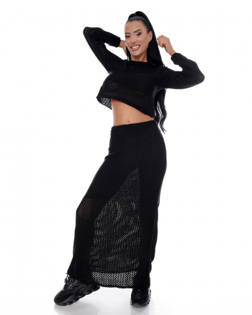 Costum cu fusta si bluza, cu aspect tricotat [2]