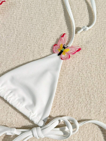 Costum de baie 2 piese, cu fluture, alb [3]