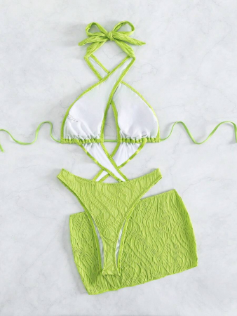 Costum de baie 3 piese, verde [3]