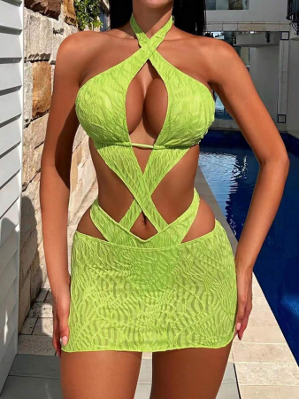 Costum de baie 3 piese, verde [0]