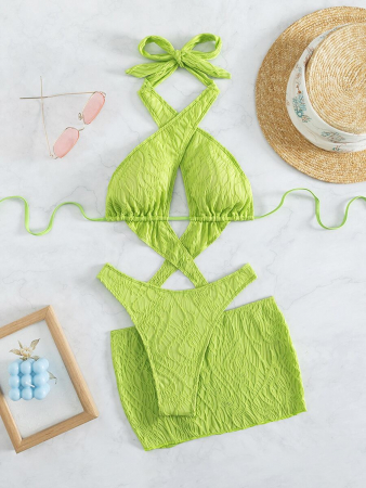 Costum de baie 3 piese, verde [6]