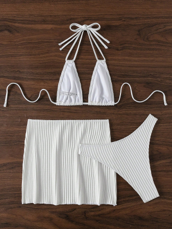 Costum de baie, alb, din 3 piese [5]