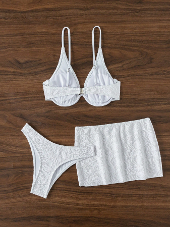 Costum de baie, alb, din 3 piese [2]