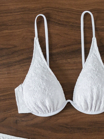 Costum de baie, alb, din 3 piese cu sarma [5]