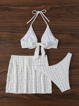 Costum de baie alb, din 3 piese [3]