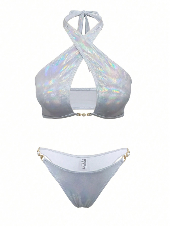 Costum de baie, argintiu, cu 2 piese [2]