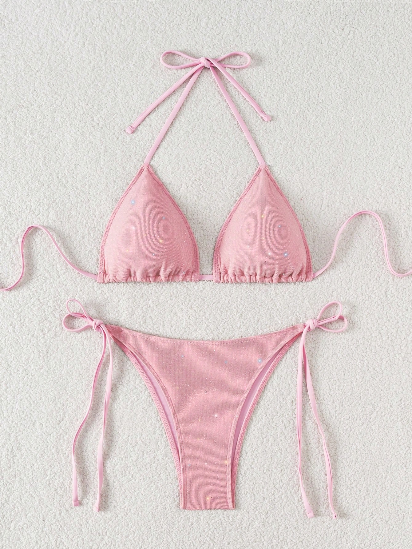 Costum de baie cu 2 piese, roz si snur reglabil [3]