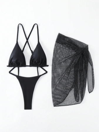 Costum de baie cu 2 piese, negru [4]