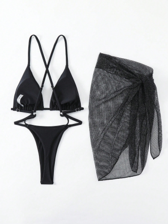 Costum de baie cu 2 piese, negru [5]