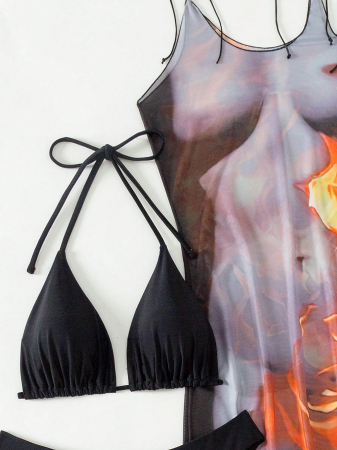 Costum de baie cu 3 piese, multicolor [2]