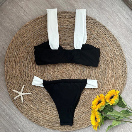 Costum de baie cu 3 piese, negru [4]