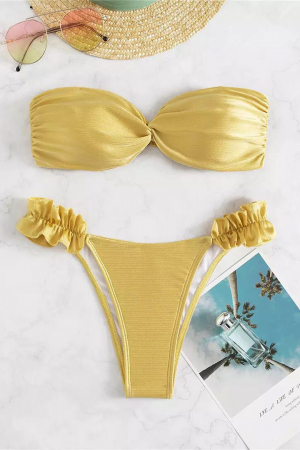 Costum de baie din 2 piese, auriu [2]