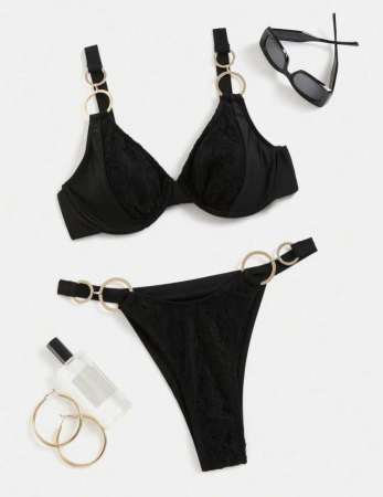 Costum de baie din 2 piese, cu accesorii metalice [2]