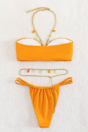 Costum de baie din 2 piese, cu accesorii metalice [1]