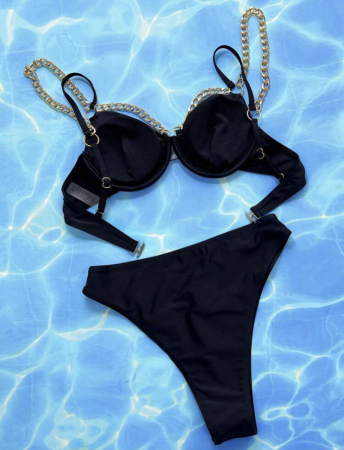 Costum de baie din 2 piese, cu accesorii metalice [1]