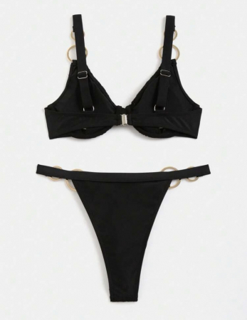 Costum de baie din 2 piese, cu accesorii metalice [3]