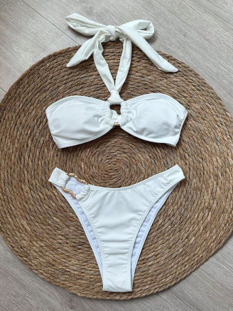 Costum de baie din 2 piese, cu accesoriu metalic [4]