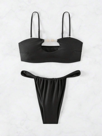 Costum de baie cu 2 piese, animal print si rosu [5]