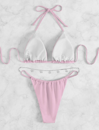 Costum de baie din 2 piese, cu accesoriu metalic [3]