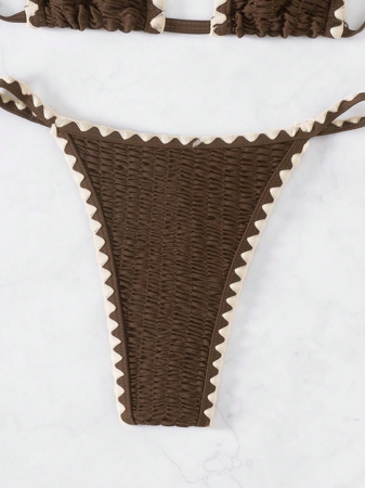 Costum de baie din 2 piese, cu aspect creponat [6]
