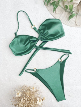 Costum de baie din 2 piese, cu aspect satinat [1]