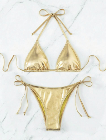 Costum de baie din 2 piese, cu aspect stralucitor [3]