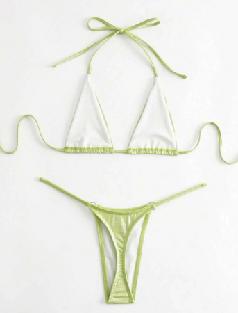 Costum de baie din 2 piese, cu aspect stralucitor [1]