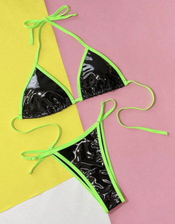 Costum de baie din 2 piese, cu aspect stralucitor [2]