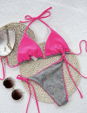 Costum de baie din 2 piese, cu aspect stralucitor [1]