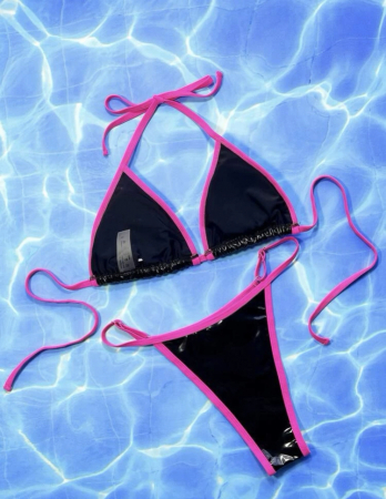 Costum de baie din 2 piese, cu aspect stralucitor [1]