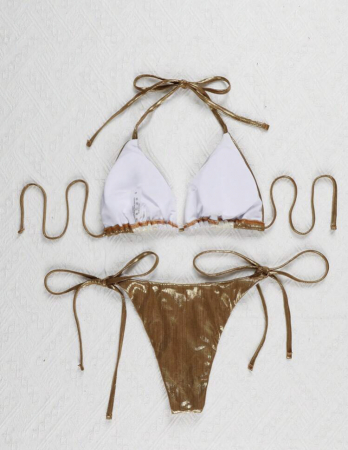 Costum de baie din 2 piese, cu aspect stralucitor [3]