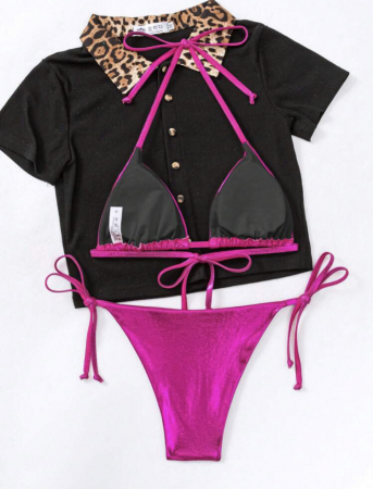 Costum de baie din 2 piese, cu aspect stralucitor [1]