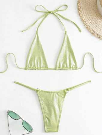 Costum de baie din 2 piese, cu aspect stralucitor [2]