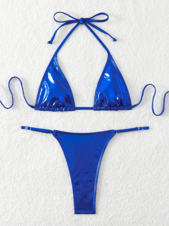 Costum de baie din 2 piese, cu aspect stralucitor [2]