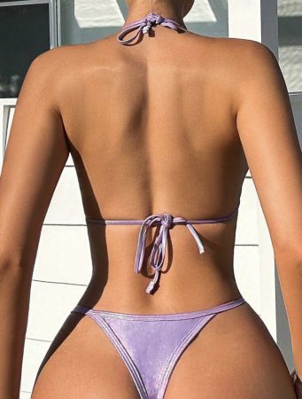 Costum de baie din 2 piese, cu aspect stralucitor [1]