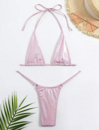 Costum de baie din 2 piese, cu aspect stralucitor [2]