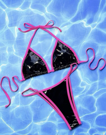 Costum de baie din 2 piese, cu aspect stralucitor [2]