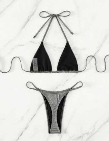 Costum de baie din 2 piese, cu aspect stralucitor [2]