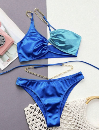 Costum de baie din 2 piese, cu aspect stralucitor [2]