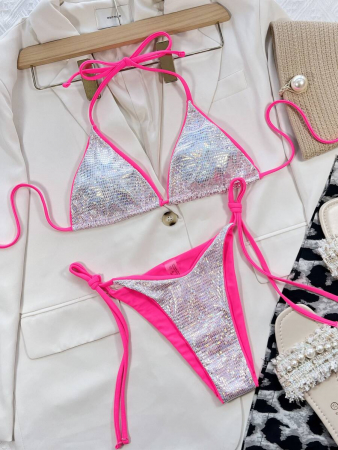 Costum de baie din 2 piese, cu aspect stralucitor [1]