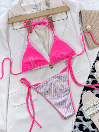 Costum de baie din 2 piese, cu aspect stralucitor [2]
