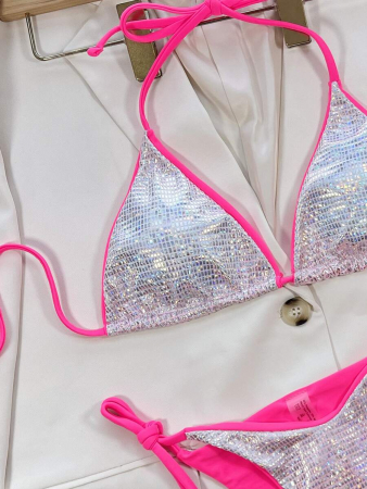 Costum de baie din 2 piese, cu aspect stralucitor [3]
