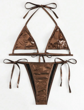 Costum de baie din 2 piese, cu aspect stralucitor si decupaj [2]