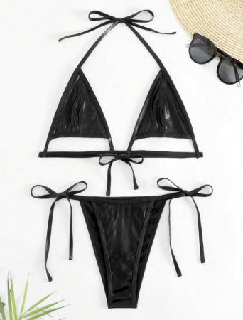 Costum de baie din 2 piese, cu aspect stralucitor si decupaj [2]