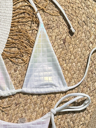 Costum de baie din 2 piese, cu aspect stralucitor si slip tanga [4]