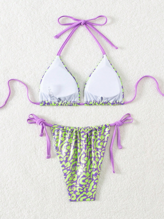 Costum de baie cu 2 piese, cu imprimeu animal print [3]