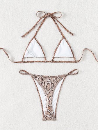 Costum de baie din 2 piese, cu imprimeu animal print si decupaj [3]